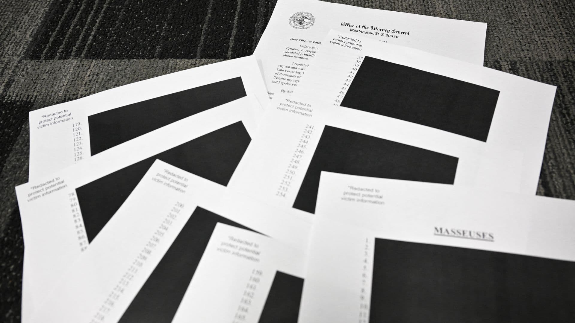Department of Justice redacts names in Epstein files for security