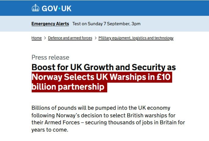 UK and Norway Forge Historic $10 Billion Deal for 13 Warships