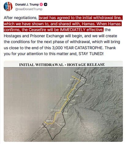 Featured image for: Trump: Israel agrees to initial withdrawal line, ceasefire pending Hamas confirmation Trump: Israel agrees to initial withdrawal line, ceasefire pending Hamas confirmation