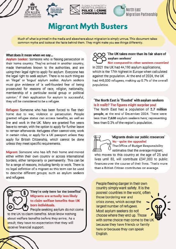 UK Police and Crime Commissioners launch 'Migrant Myth Busters' leaflet