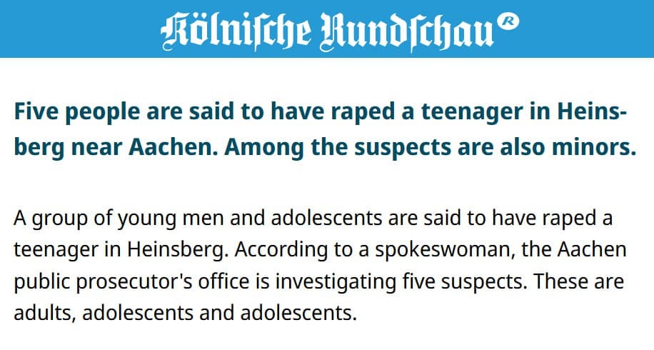 Featured image for: Group of young men and adolescents rapes teenage girl in Heinsberg Group of young men and adolescents rapes teenage girl in Heinsberg