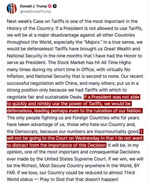 Featured image for: Trump will not attend Wednesday's court case about Tariffs Trump will not attend Wednesday's court case about Tariffs