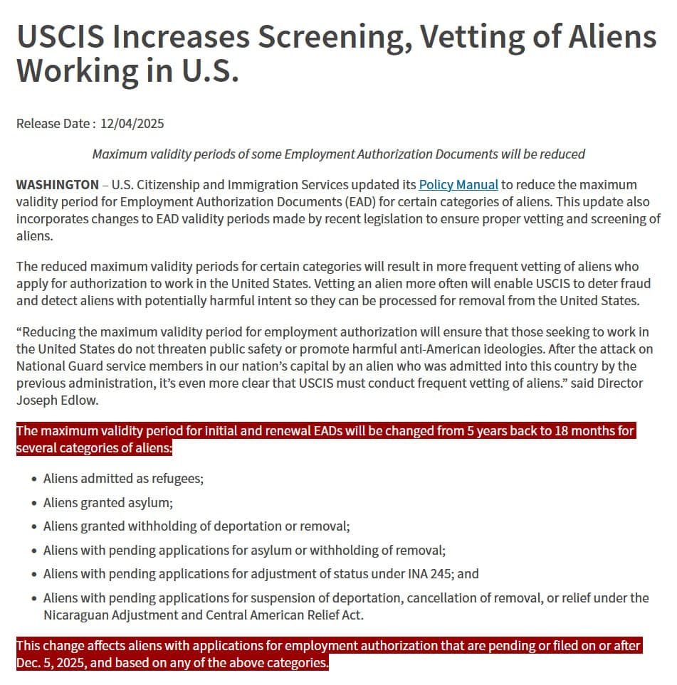 Featured image for: DHS reduces work permit eligibility for immigrants from 5 years to 18 months DHS reduces work permit eligibility for immigrants from 5 years to 18 months