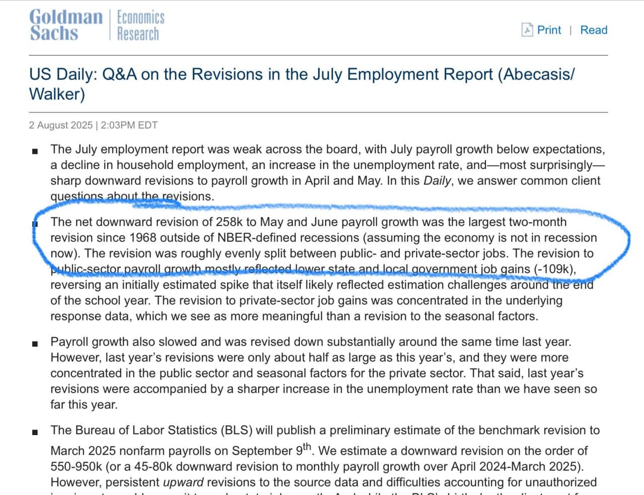 Goldman Sachs Reports Historic Job Revisions; Anticipates More Shifts Ahead