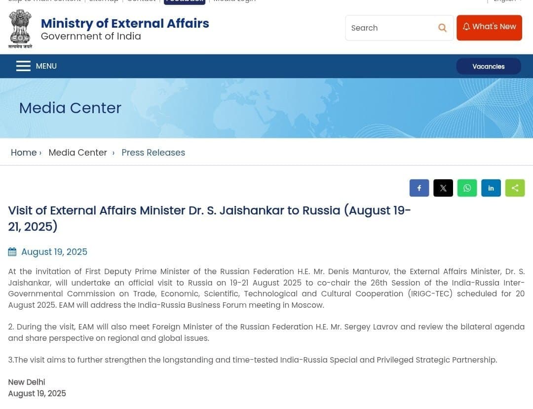 Featured image for: Breaking: India’s Jaishankar Meets Russia’s Lavrov Amid Tensions Breaking: India’s Jaishankar Meets Russia’s Lavrov Amid Tensions