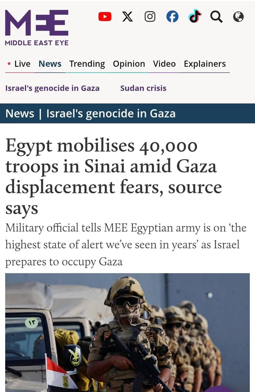 Breaking: Egypt Deploys 40,000 Troops to Sinai, Shifts Power Balance