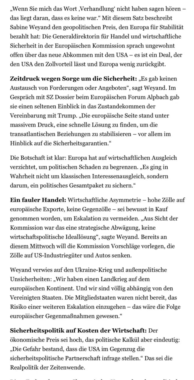 EU Trade Chief Exposes U.S. Deal as Coerced Compromise Amid War