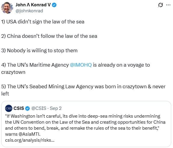 U.S. Deep-Sea Mining Risks Undermining Global Maritime Law, Experts Warn