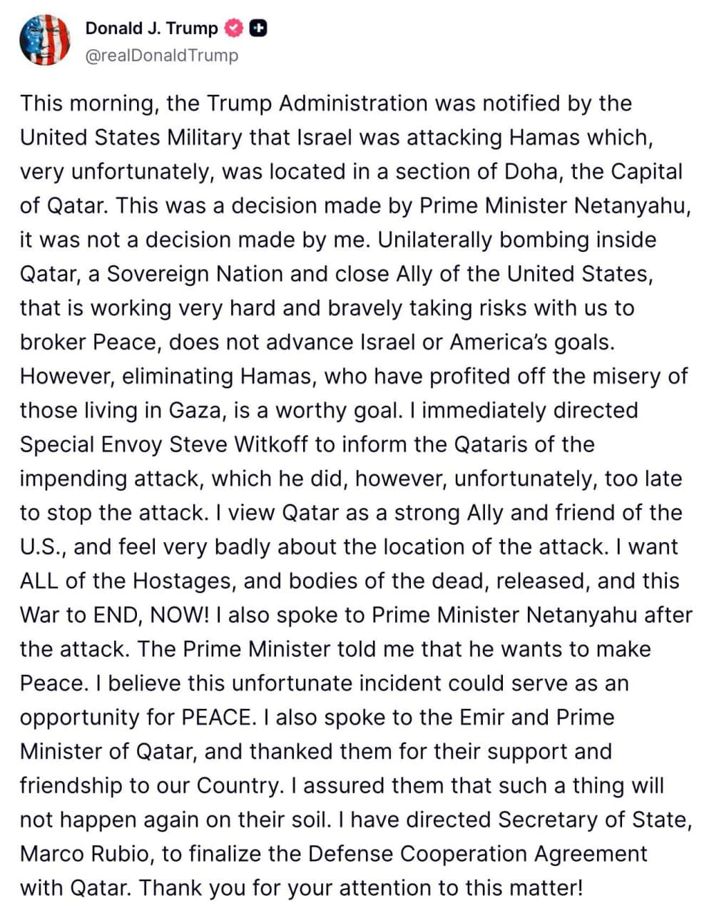 Featured image for: Trump Expresses Regret Over Israeli Bombing of Doha, Backs Action Trump Expresses Regret Over Israeli Bombing of Doha, Backs Action