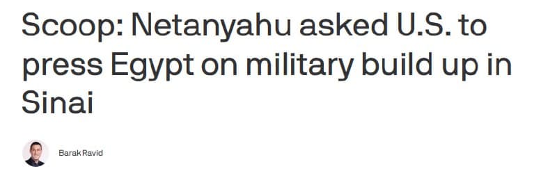 Featured image for: Netanyahu asks US to pressure Egypt over military build-up in Sinai Netanyahu asks US to pressure Egypt over military build-up in Sinai