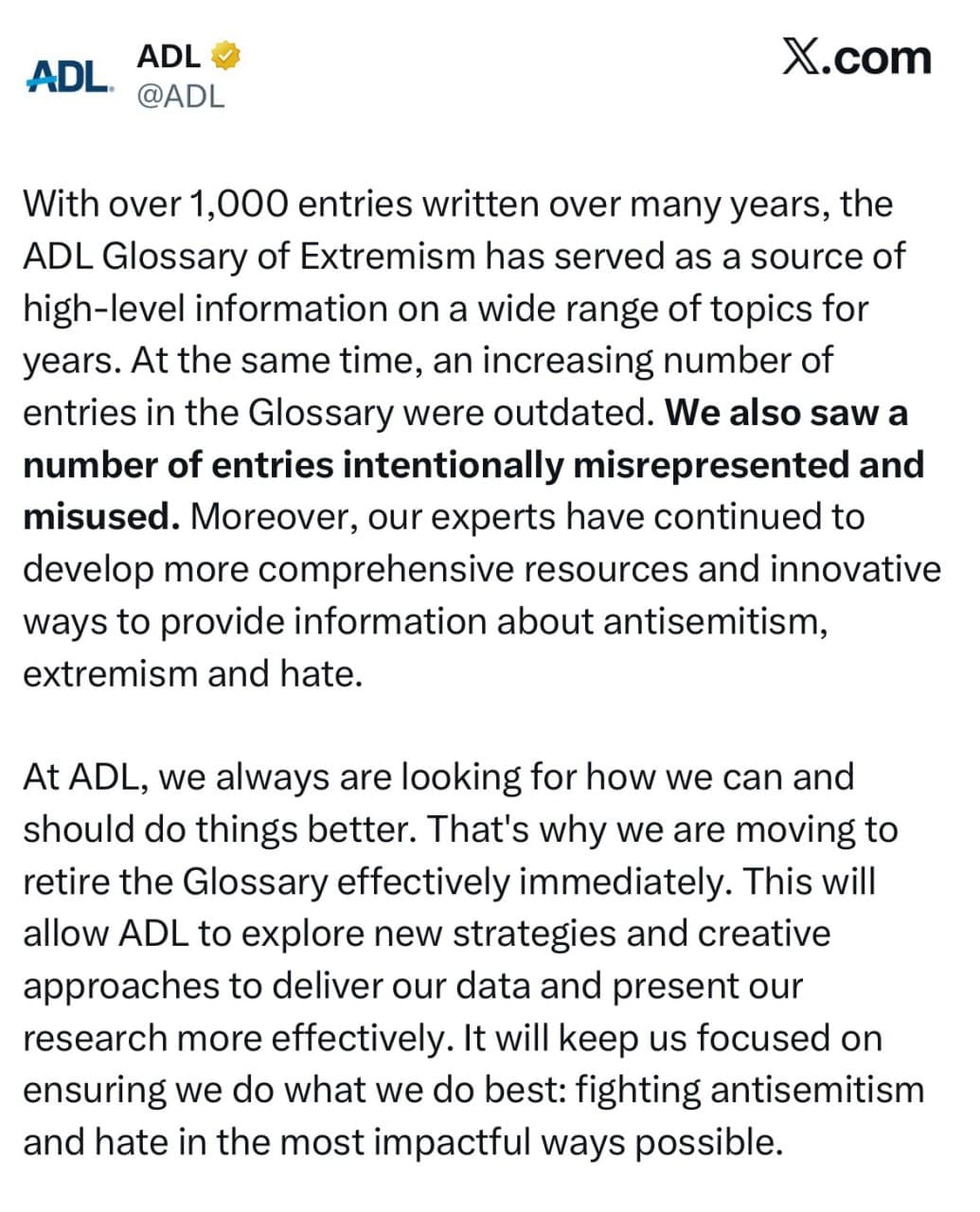 Featured image for: ADL retires 'Glossary of Extremism' after backlash over outdated entries ADL retires 'Glossary of Extremism' after backlash over outdated entries