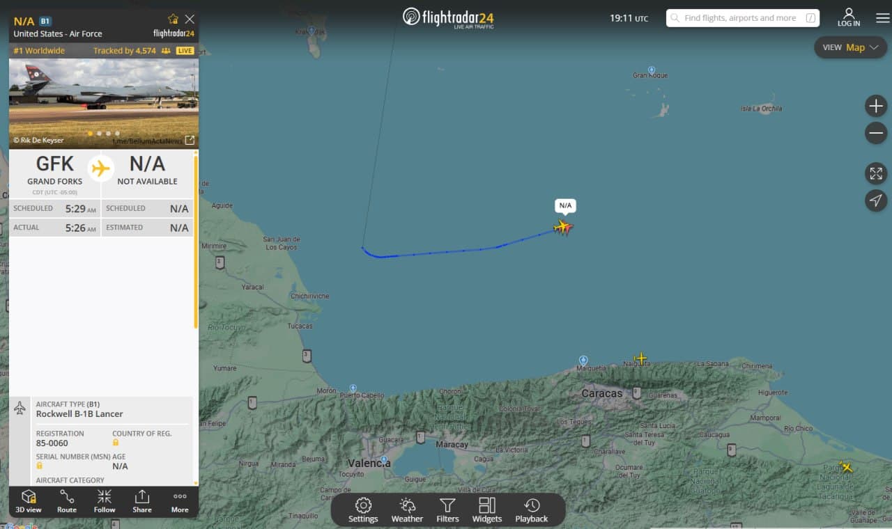 Featured image for: USAF B-1B Bombers spotted near Caracas, Venezuela USAF B-1B Bombers spotted near Caracas, Venezuela