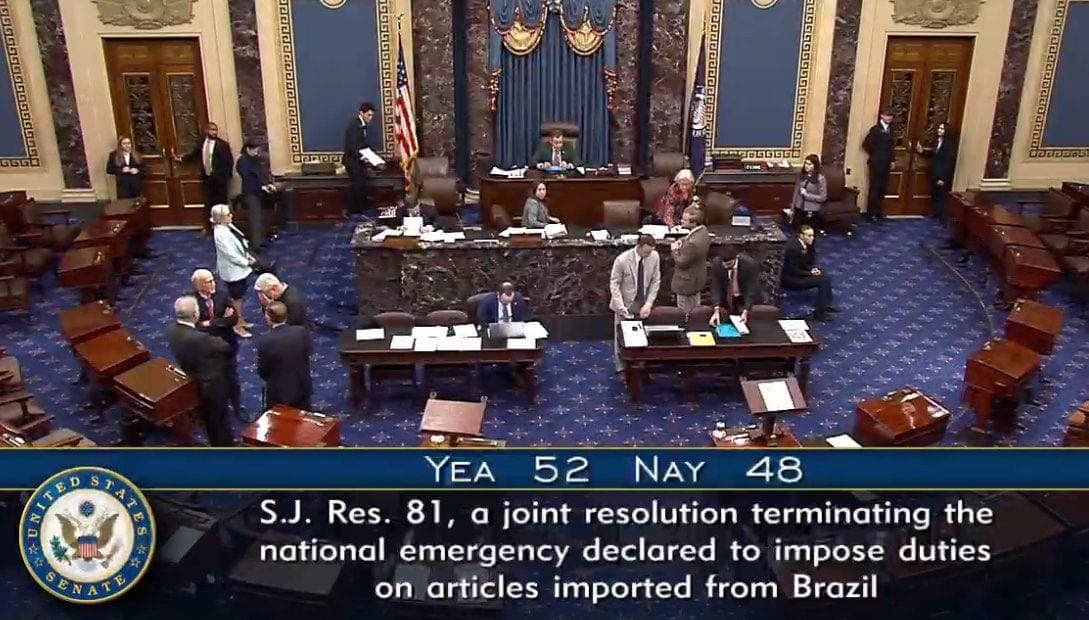 Featured image for: U.S. Senate votes 52-48 to end Trump-era national emergency on Brazil tariffs U.S. Senate votes 52-48 to end Trump-era national emergency on Brazil tariffs