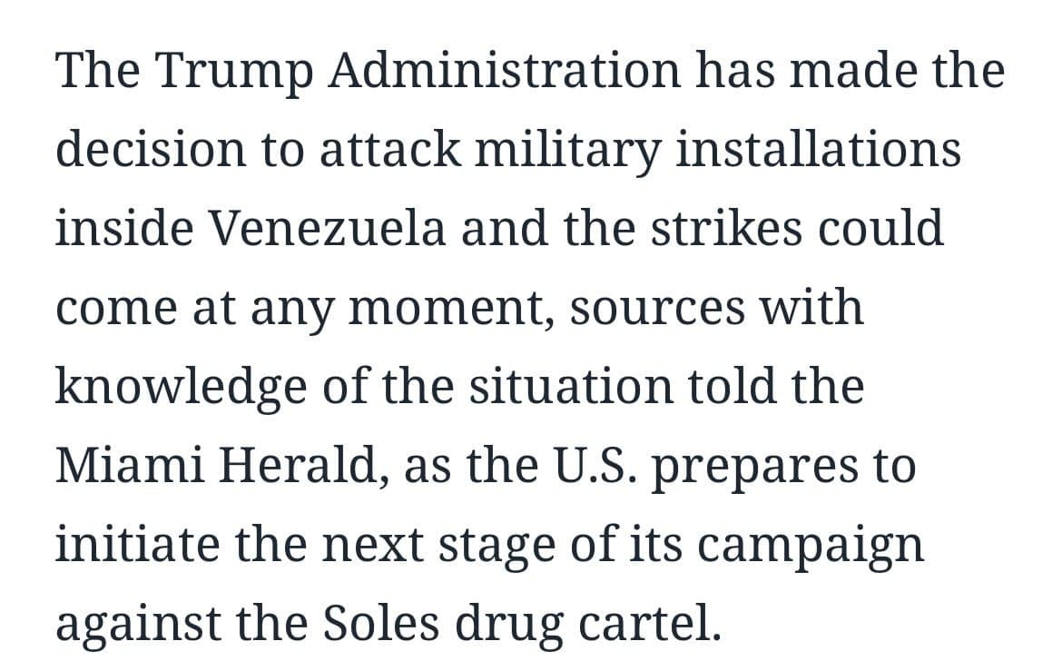 Strikes against Venezuela may begin before USS Gerald R. Ford arrives
