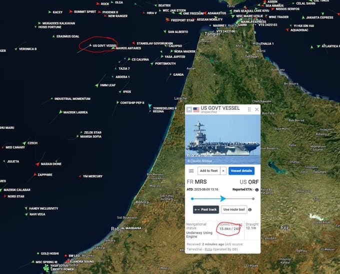 Featured image for: USS Gerald R. Ford crosses Gibraltar Straits, heading to Caribbean USS Gerald R. Ford crosses Gibraltar Straits, heading to Caribbean