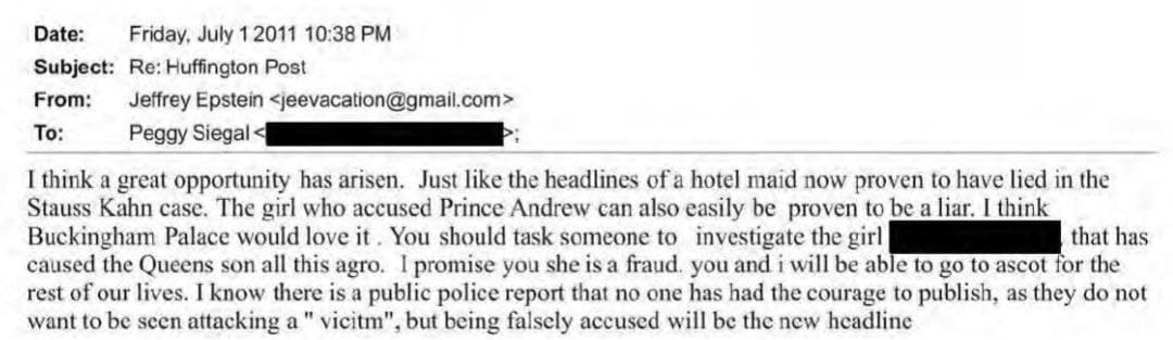 Jeffrey Epstein claims girl who accused Prince Andrew is a liar