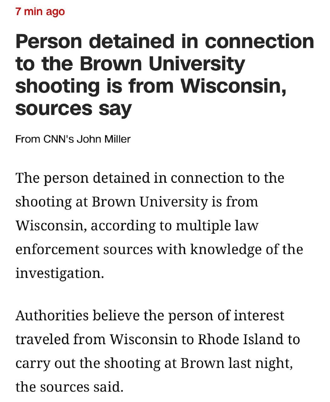 Suspect in Brown University shooting from Wisconsin, traveled to Rhode Island