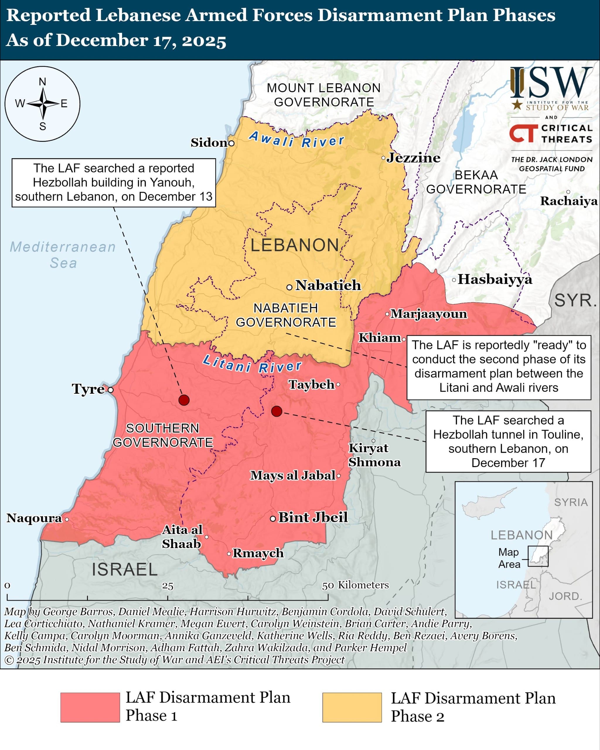 Lebanese Armed Forces ready to disarm Hezbollah north of Litani River