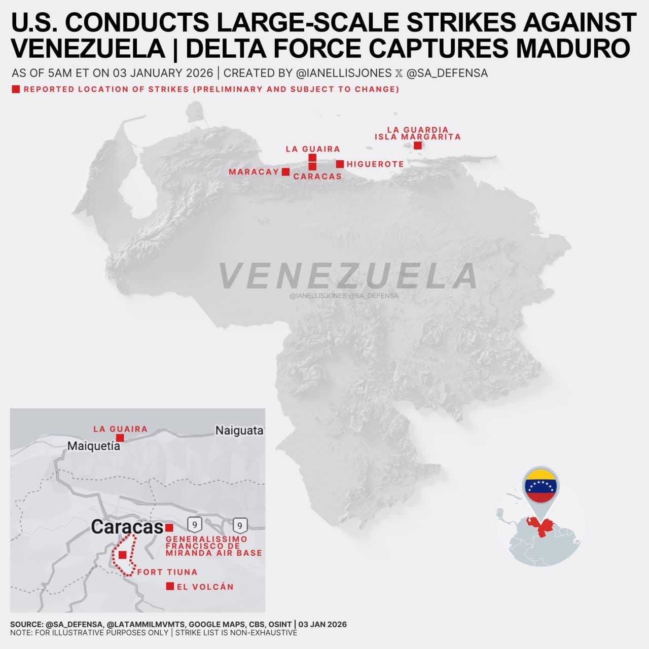 U.S. conducts large-scale strike in Venezuela; Maduro captured