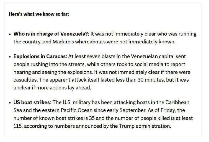 At least seven explosions reported in Venezuela's capital