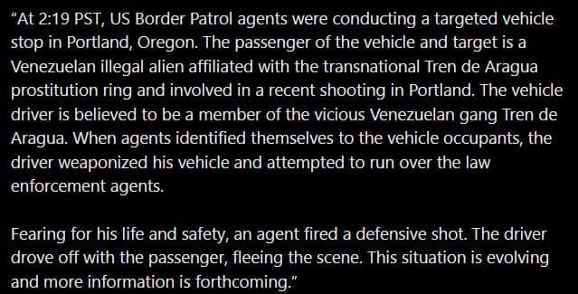 US Border Patrol agent fires shot during vehicle stop in Portland