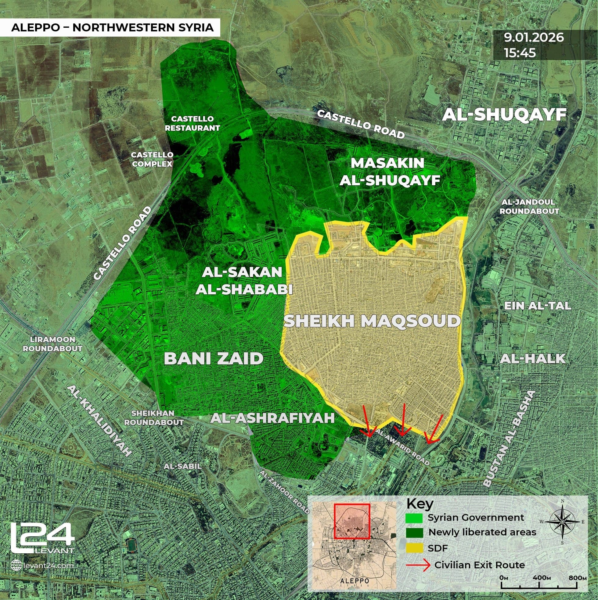 Syrian army announces humanitarian corridor for Sheikh Maqsoud residents