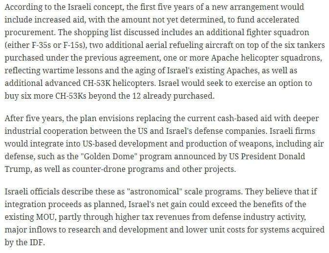 US and Israel plan to reduce Israeli reliance on US security funding