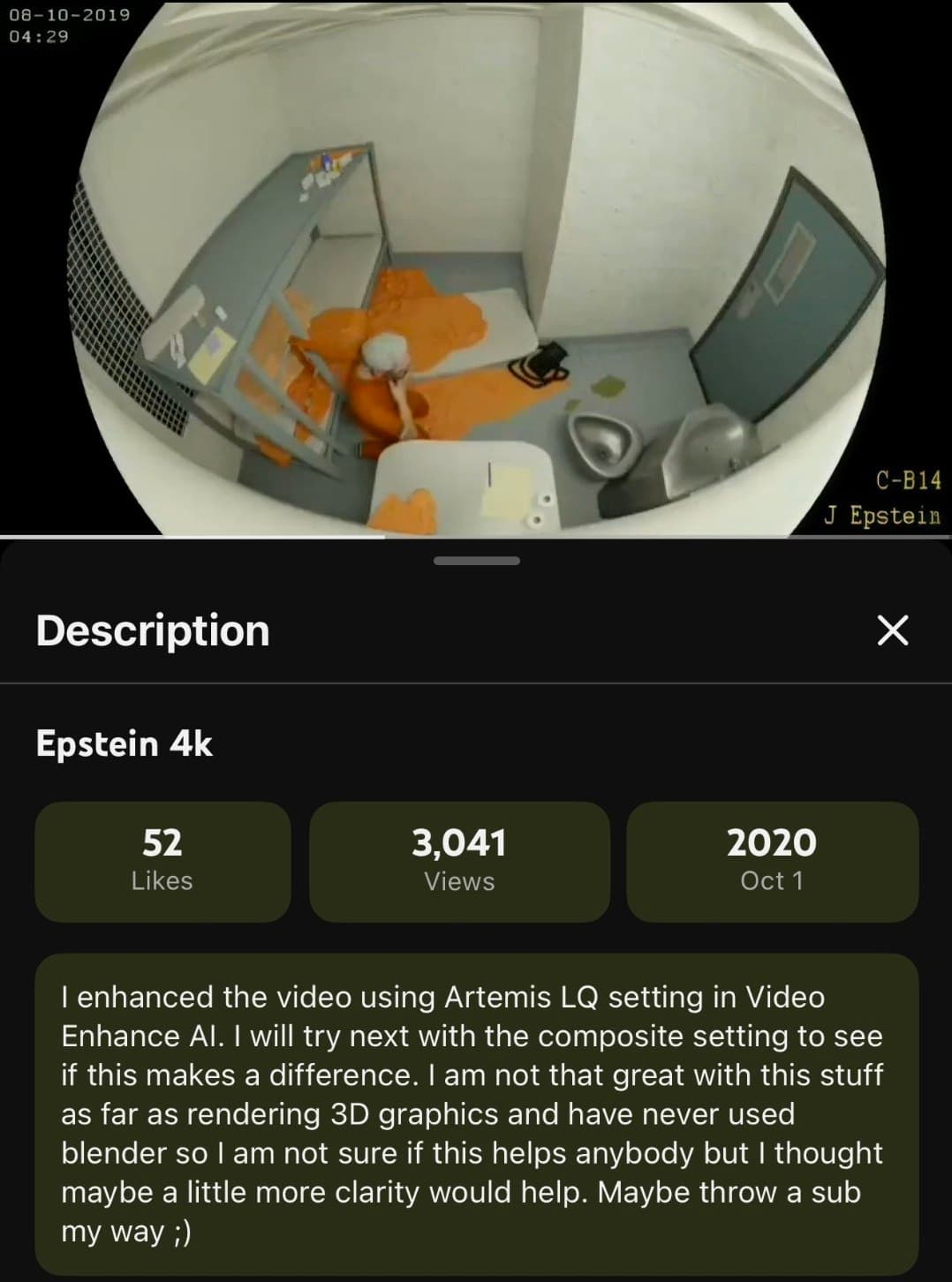 Epstein 'suicide' video on DOJ website is fake, created over 5 years ago