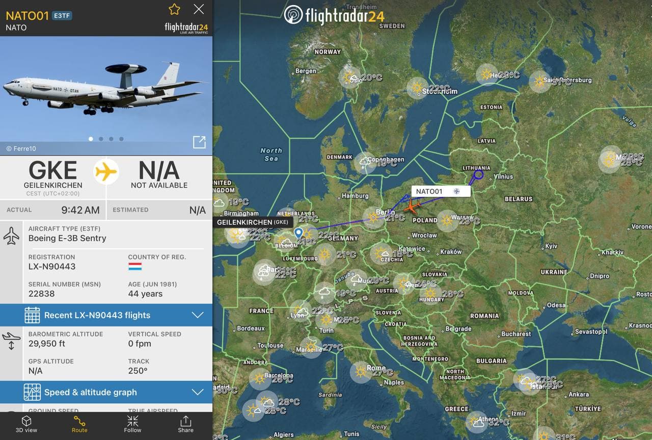 NATO E-3B Sentry Completes Surveillance Mission Over Russia Amid Heightened Tensions