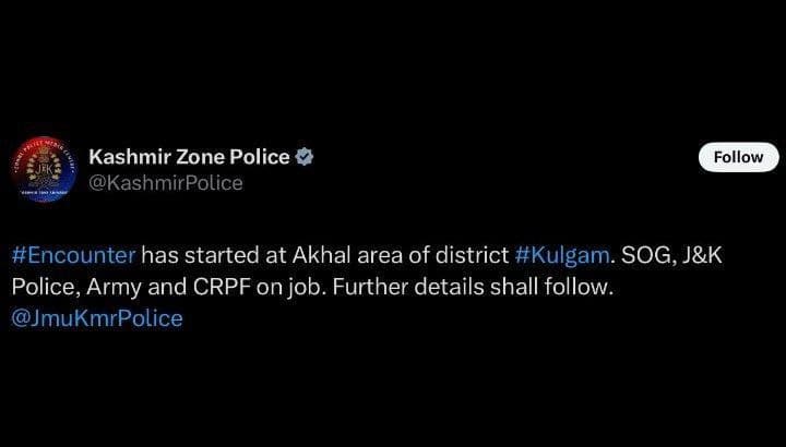 Intense Gunfight Erupts in Kulgam District as Security Forces Confront Militants