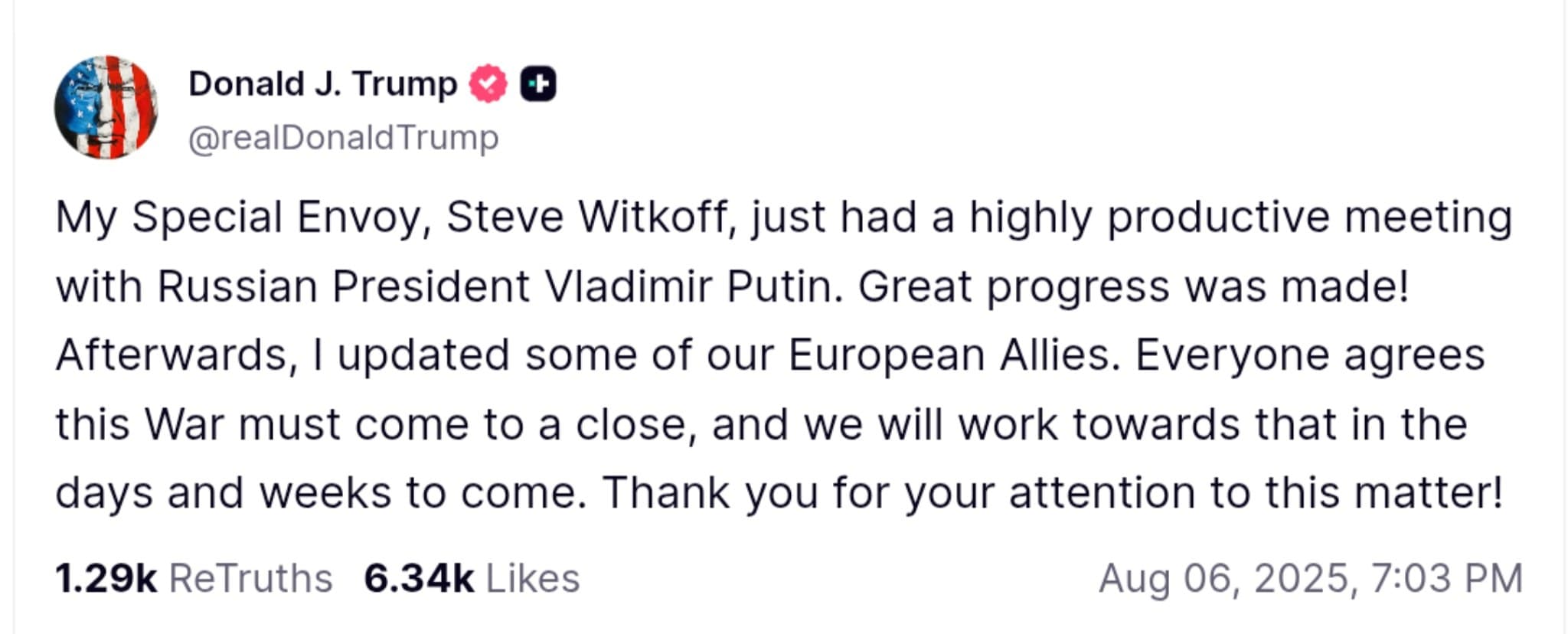 Featured image for: Trump's Envoy Claims 'Great Progress' in Peace Talks with Putin on Ukraine War Trump's Envoy Claims 'Great Progress' in Peace Talks with Putin on Ukraine War