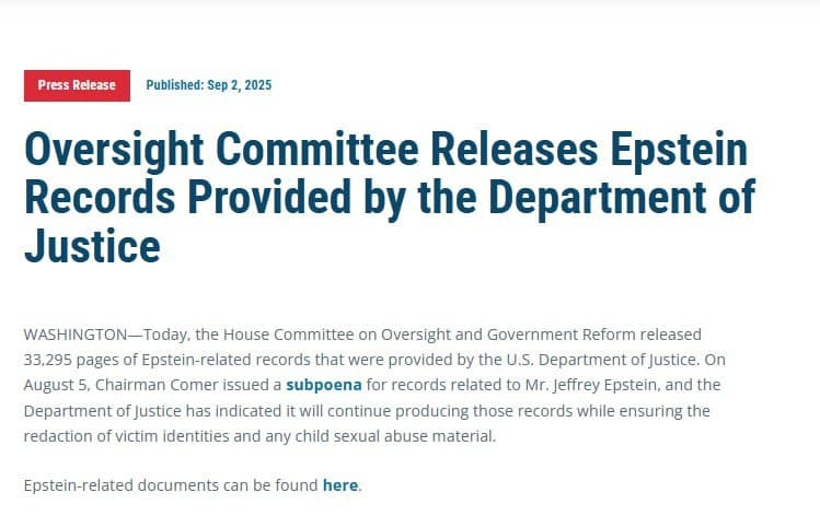 Featured image for: House Oversight Committee Unveils Extensive Epstein Records Cache House Oversight Committee Unveils Extensive Epstein Records Cache