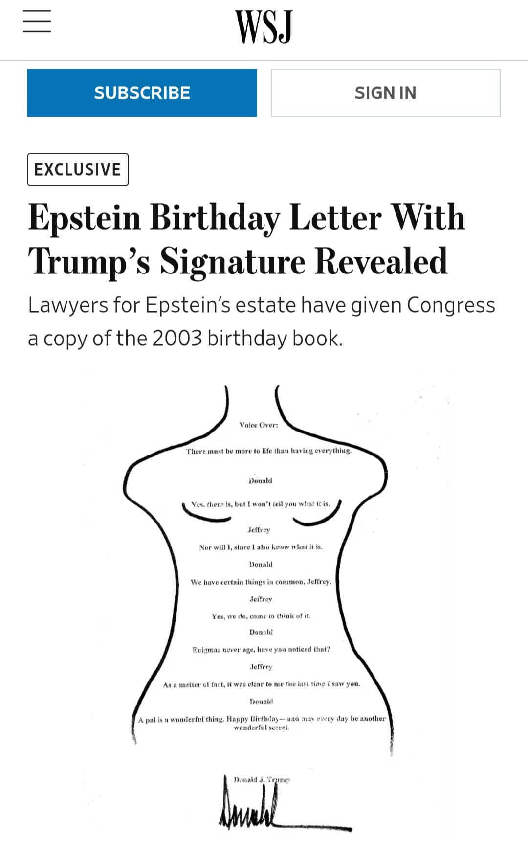 Featured image for: Congress Uncovers Trump's Signature in Epstein's Infamous Birthday Book Congress Uncovers Trump's Signature in Epstein's Infamous Birthday Book