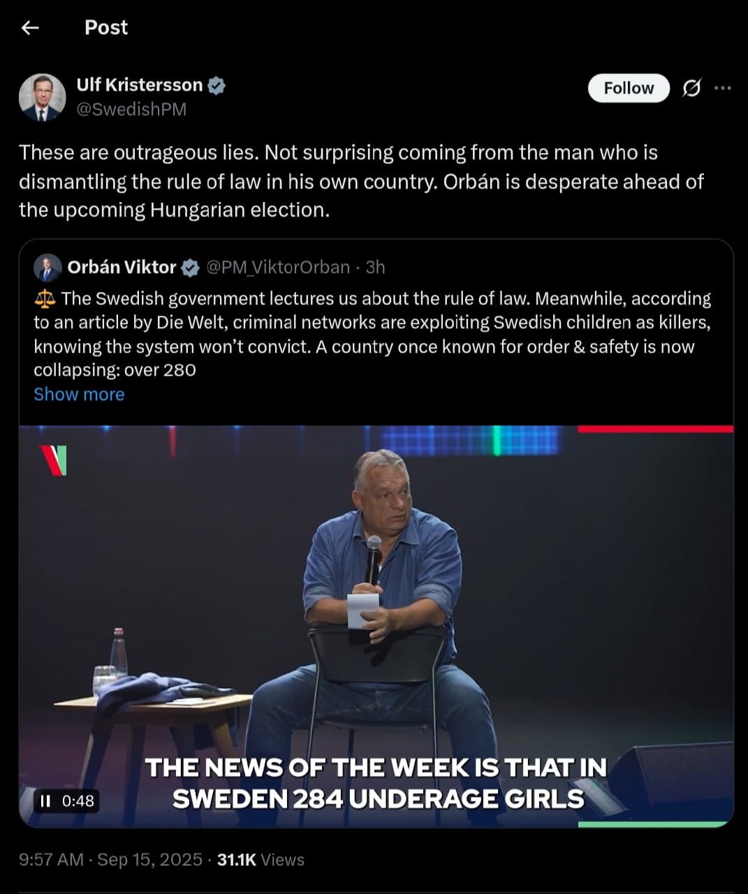 Featured image for: Orbán and Kristersson Clash Over Rule of Law Claims Orbán and Kristersson Clash Over Rule of Law Claims