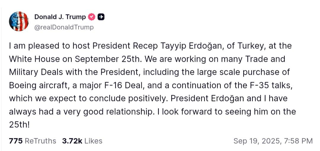 Featured image for: Trump to host Turkey's Erdoğan at the White House on September 25th Trump to host Turkey's Erdoğan at the White House on September 25th