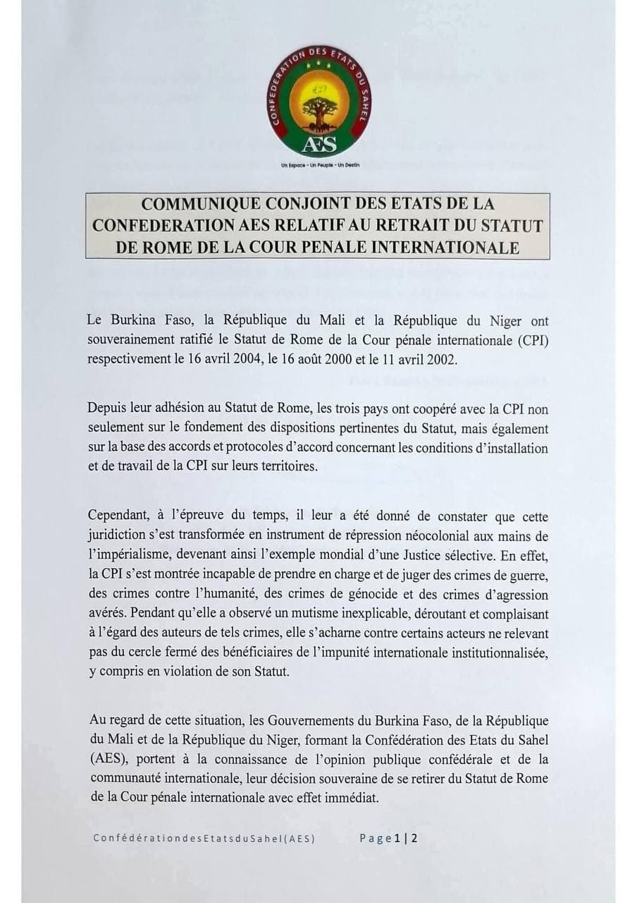 Featured image for: Burkina Faso, Mali, and Niger withdraw from International Criminal Court Burkina Faso, Mali, and Niger withdraw from International Criminal Court