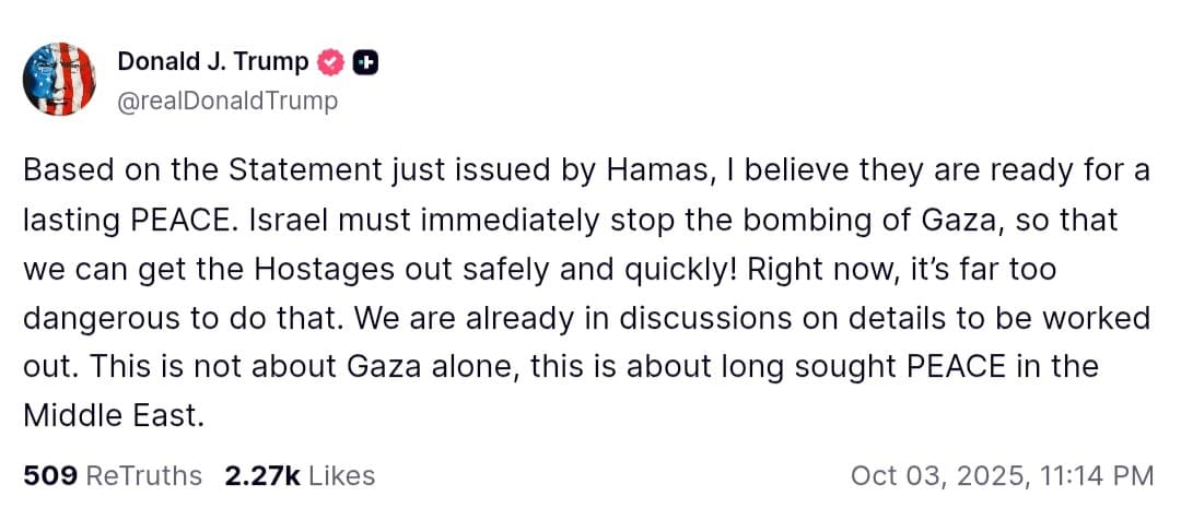 Featured image for: Trump calls for Israel to stop bombing Gaza for lasting peace Trump calls for Israel to stop bombing Gaza for lasting peace