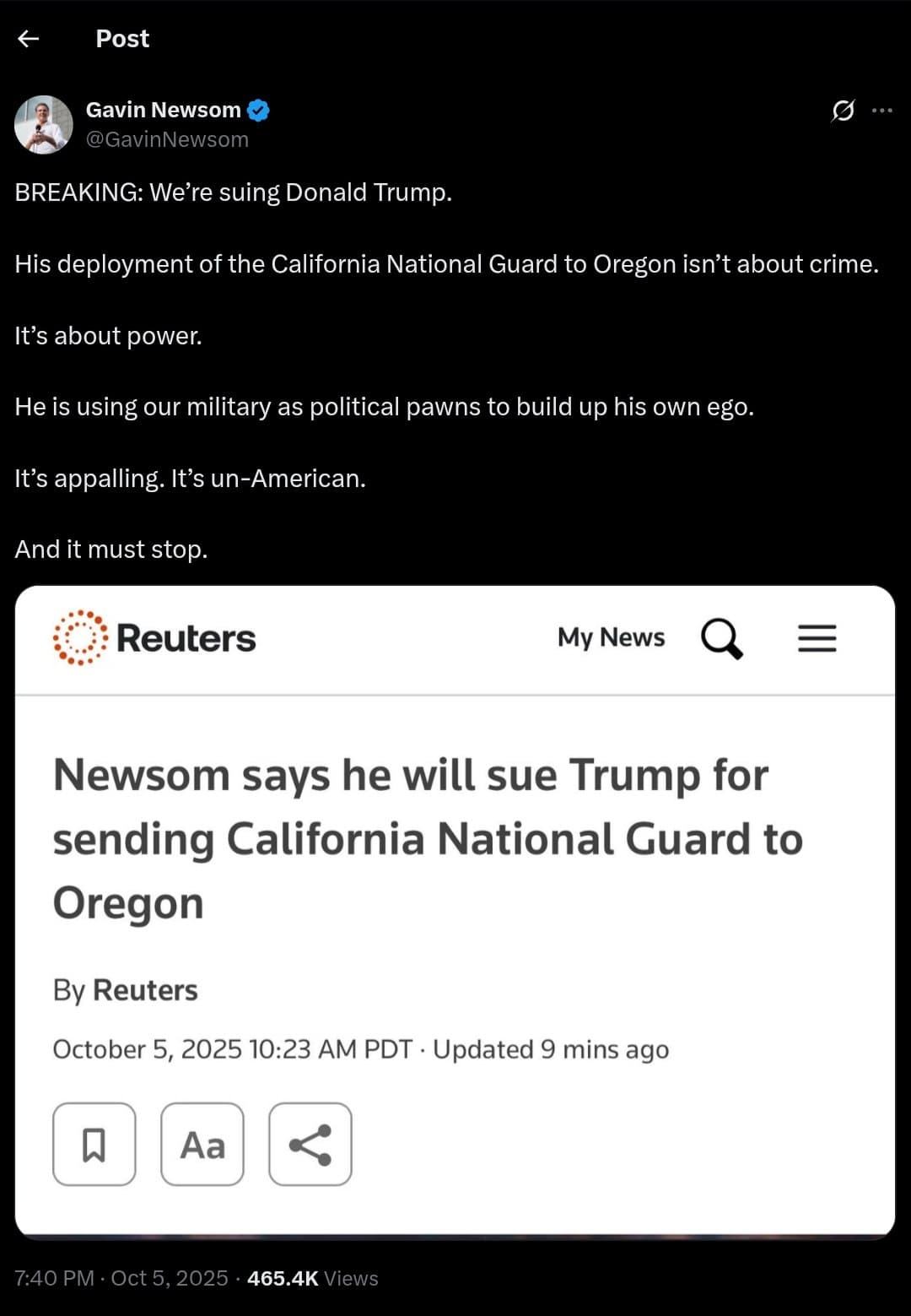Featured image for: California Governor Gavin Newsom sues President Trump over National Guard deployment California Governor Gavin Newsom sues President Trump over National Guard deployment