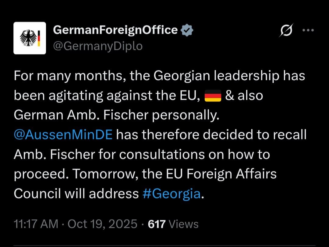 Germany recalls Ambassador Fischer for consultations on Georgia