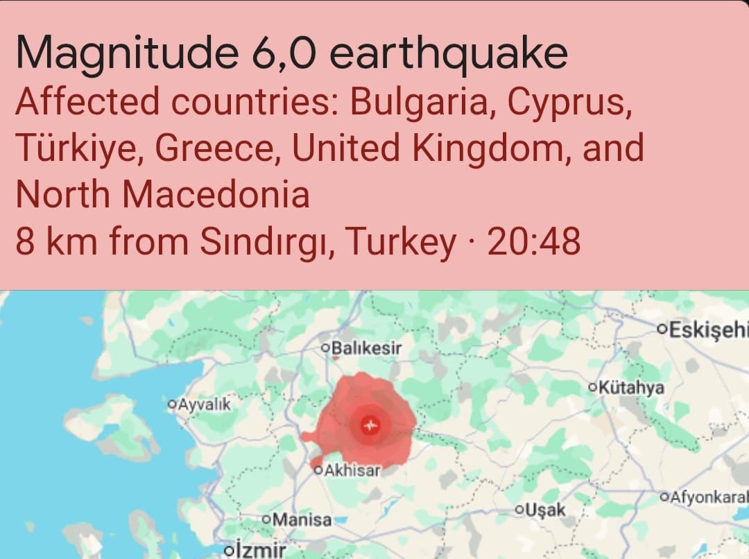 Featured image for: 6.0 magnitude earthquake hits Sındırgı, western Türkiye 6.0 magnitude earthquake hits Sındırgı, western Türkiye