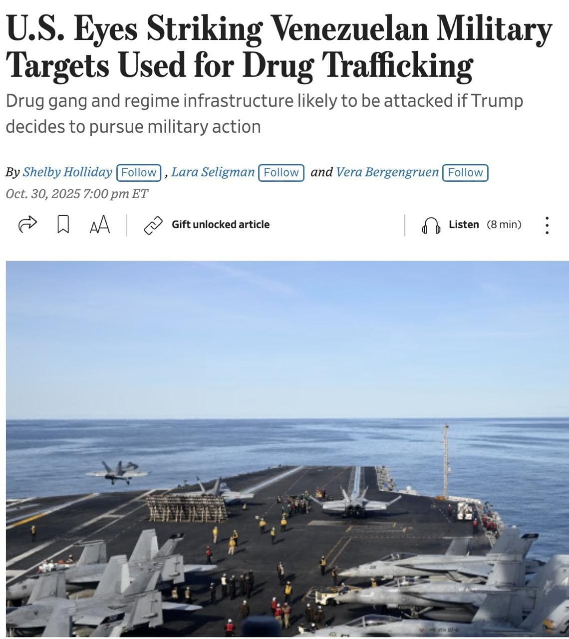 Featured image for: U.S. considers airstrikes on Venezuelan military targets in drug fight U.S. considers airstrikes on Venezuelan military targets in drug fight