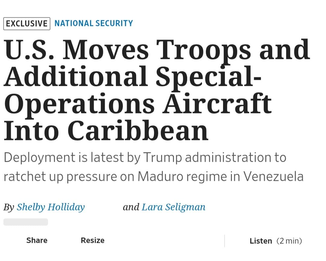 U.S. Deploys Troops and Special-Operations Aircraft to Caribbean