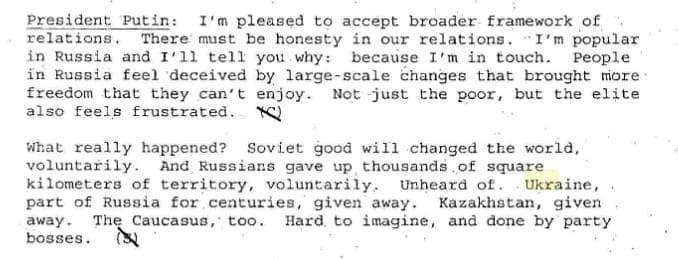 Putin calls Ukraine an 'artificial state' in conversations with Bush