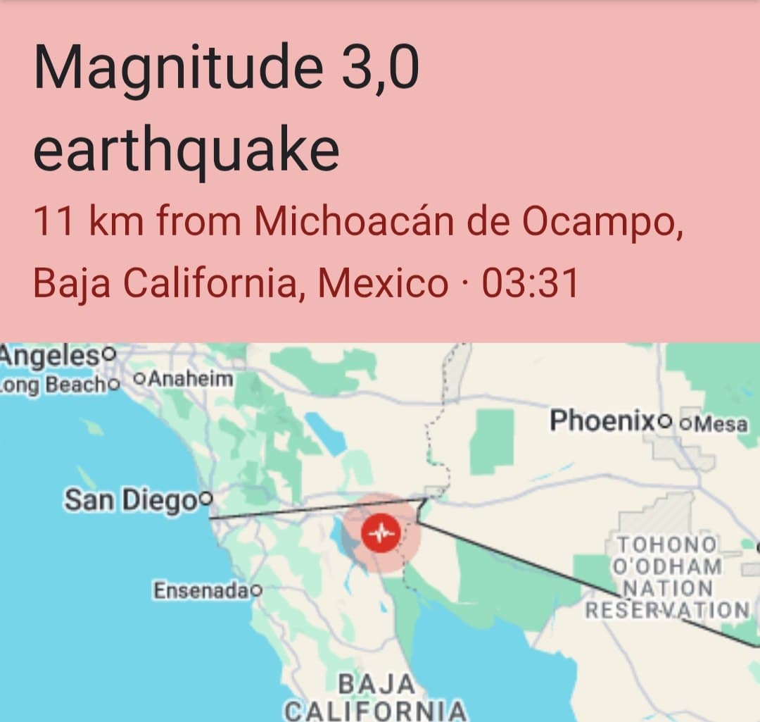 Magnitude 3 earthquake hits Baja California, northern Mexico