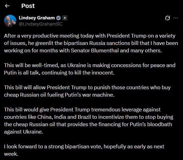Senator Lindsey Graham announces bipartisan Russia sanctions bill