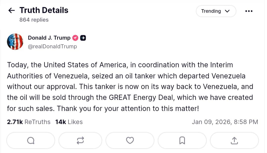 US seizes oil tanker departing Venezuela without approval
