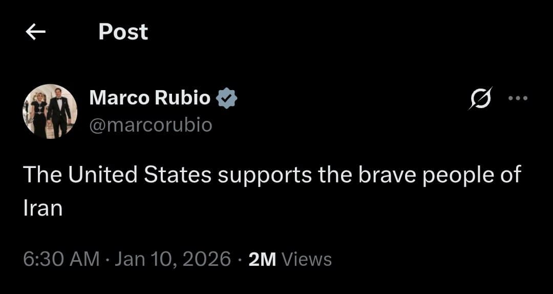 U.S. Secretary of State Marco Rubio says US supports brave people of Iran