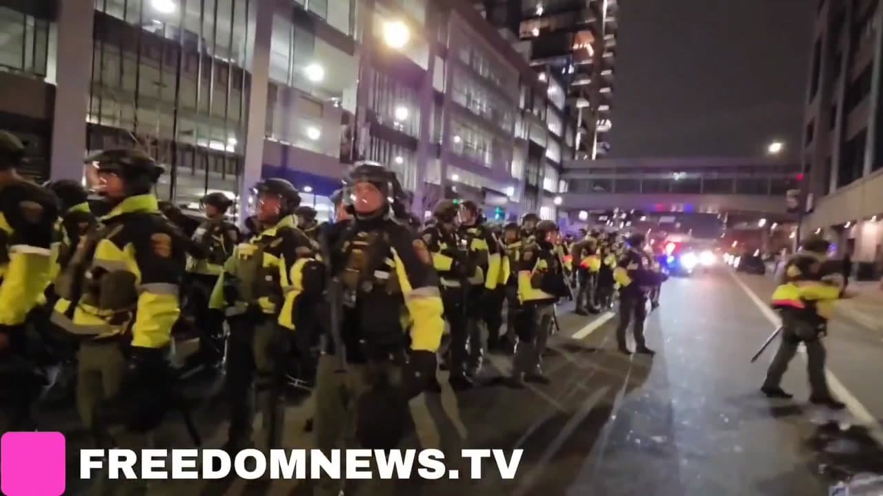 [Video] Heavy police presence outside Canopy Hotel in Minneapolis during Anti-ICE protest