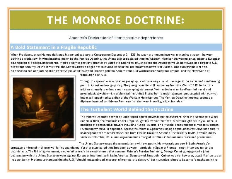 I support US Empire, Monroe Doctrine, and Hemispheric Defense