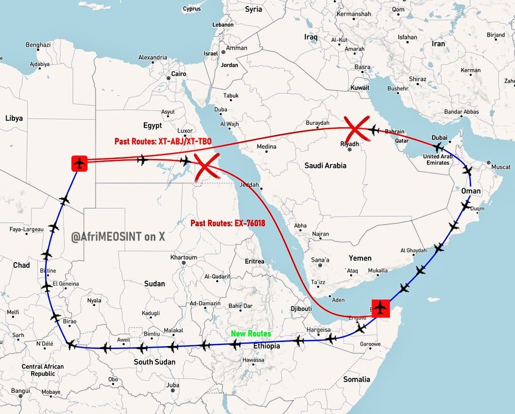 Last flight through KSA airspace to Eastern Libya observed on January 5